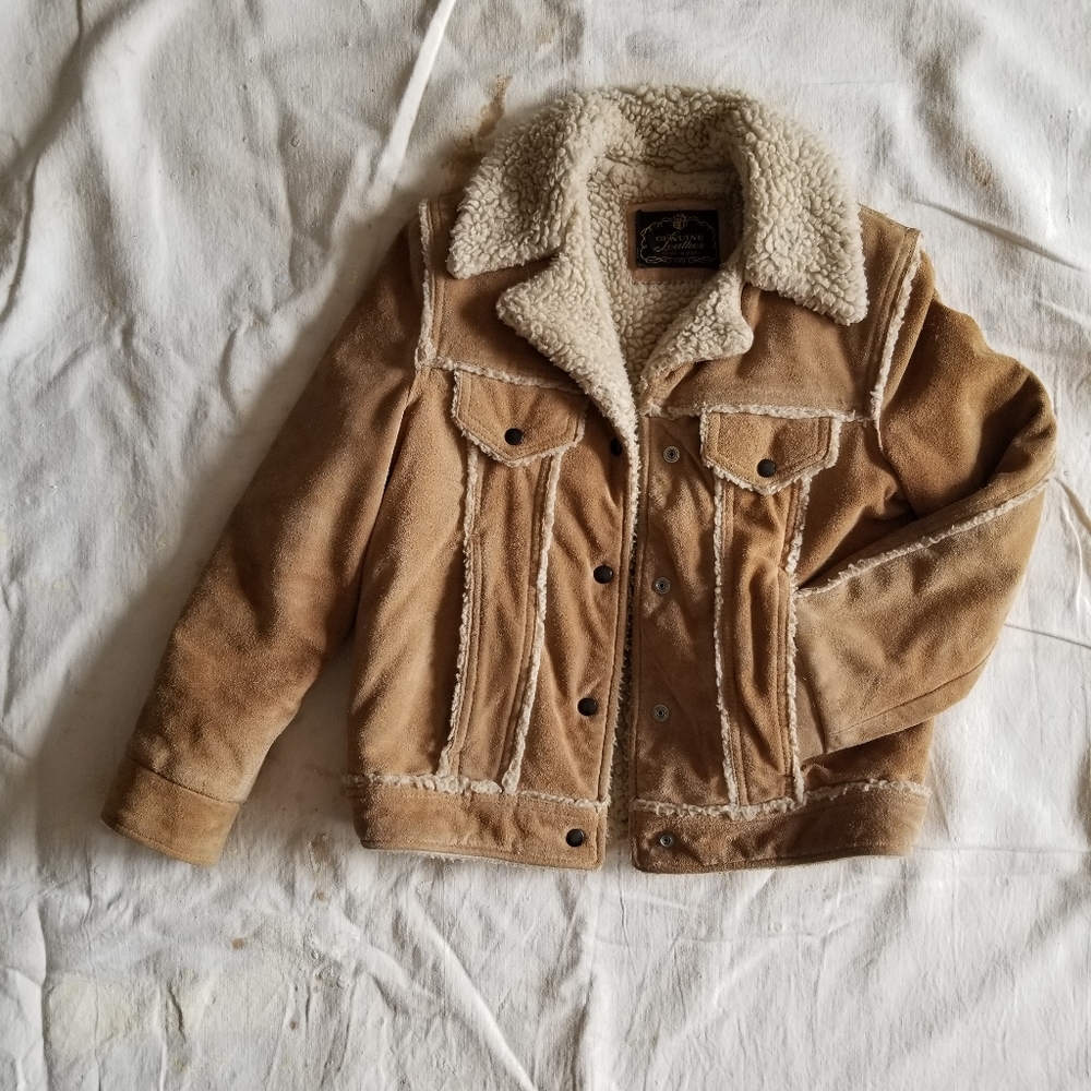 Vintage Suede Western Shearling Trucker Jacket